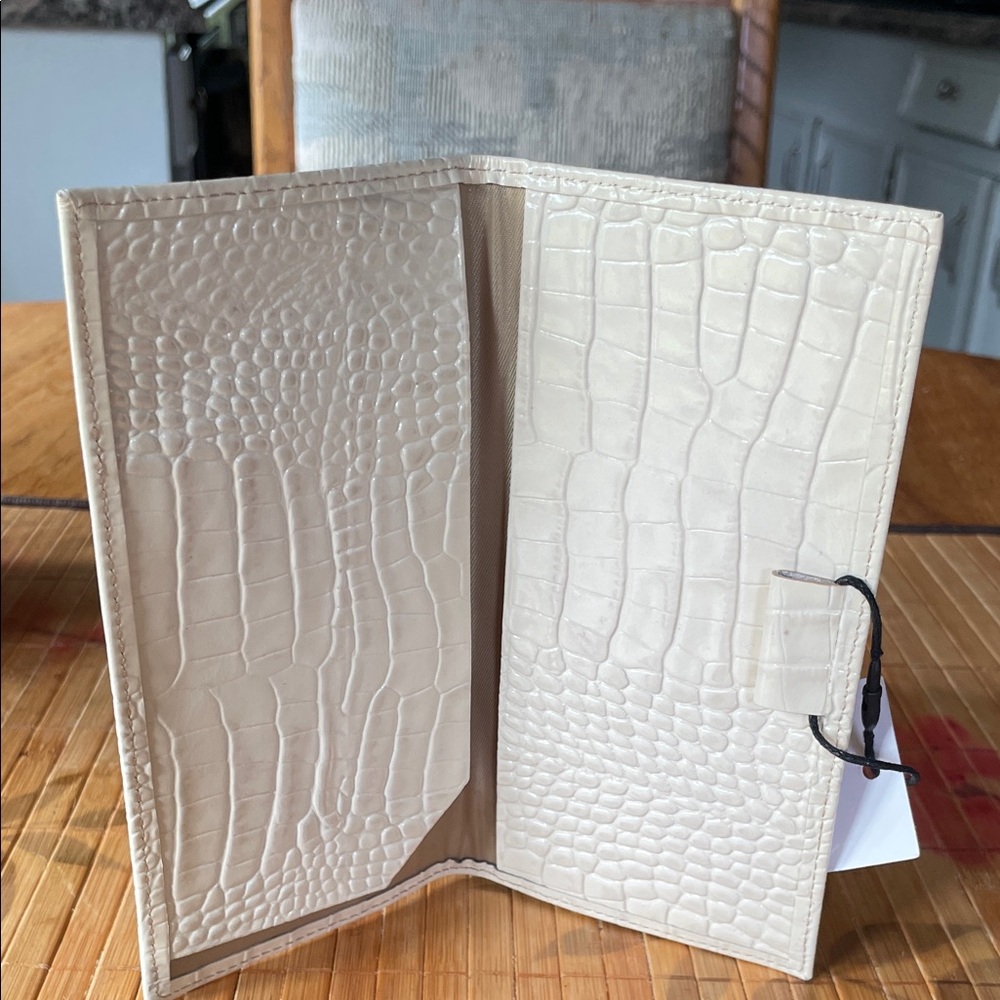 Brahmin Cream Croc-Embossed checkbook holder - Picture 4 of 6